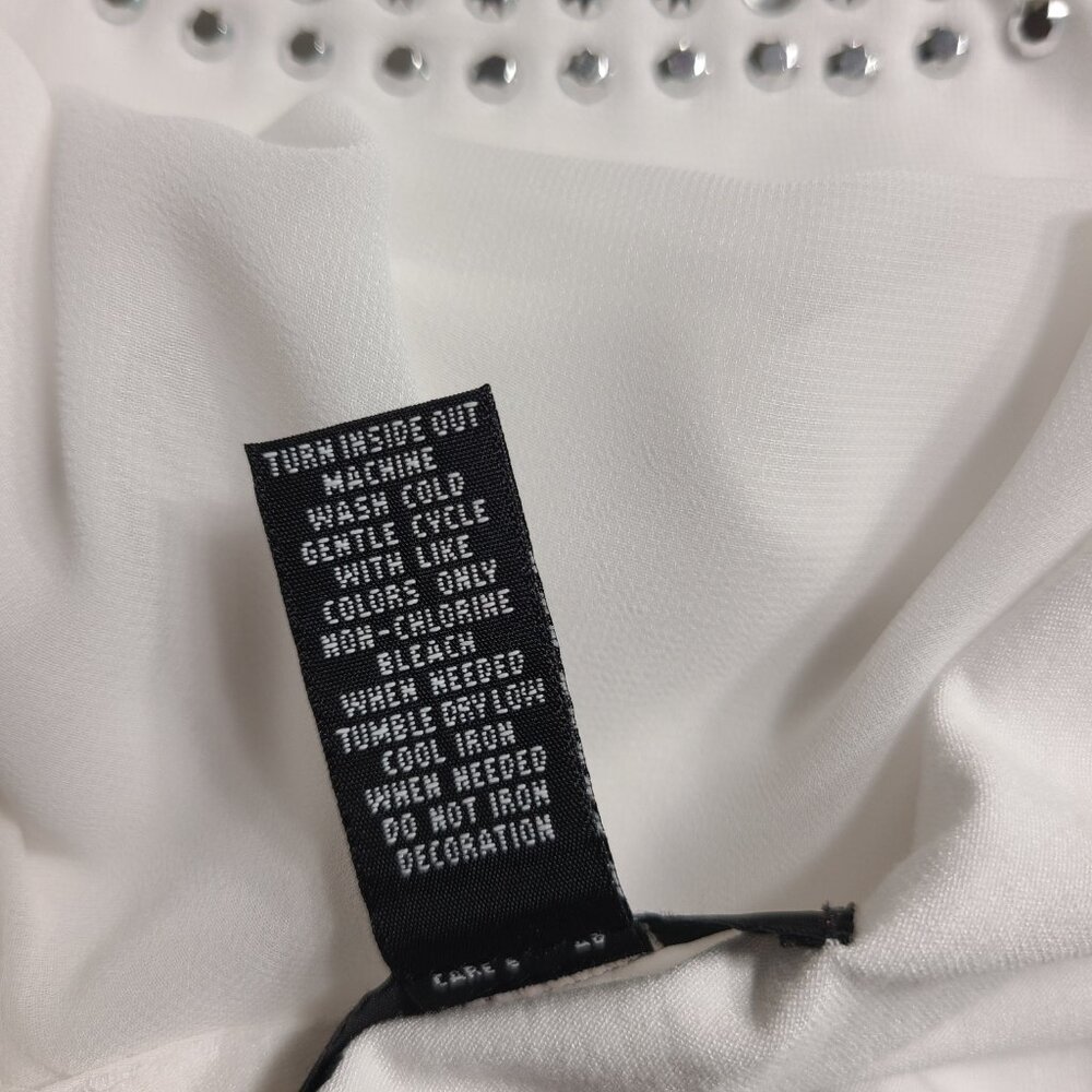 Alfani Women Short Sleeves Top Blouse White Beaded Size 1X A498 - Picture 7 of 10